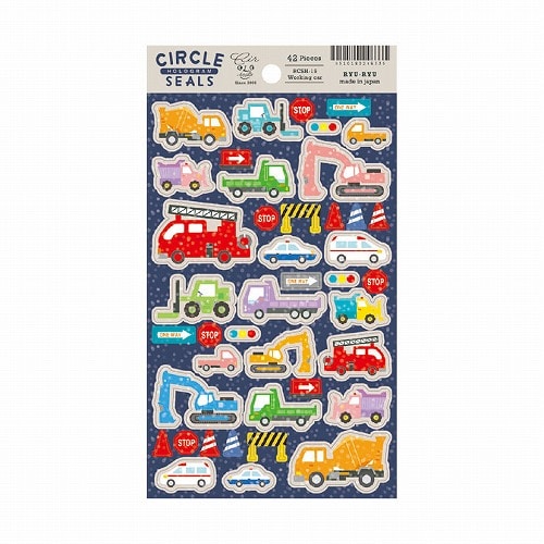 #RYURYU シール サークルシール・ホログラム  働く車 RCSH15