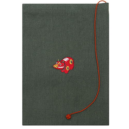 #コンサイス 読書関連小物 布のブックカバー赤ベコ 文庫 グリーン SBC038-03