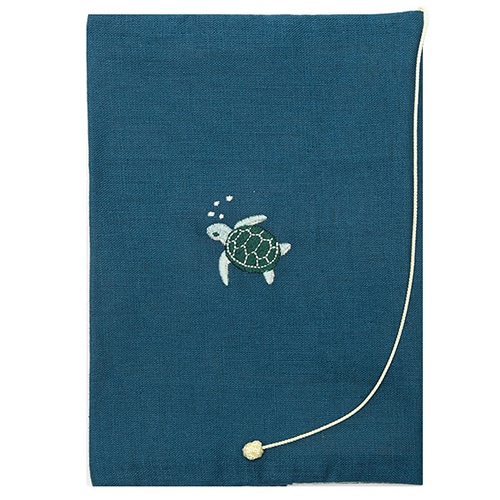 #コンサイス 読書関連小物 布のブックカバーウミガメ 文庫 アオ SBC038-04