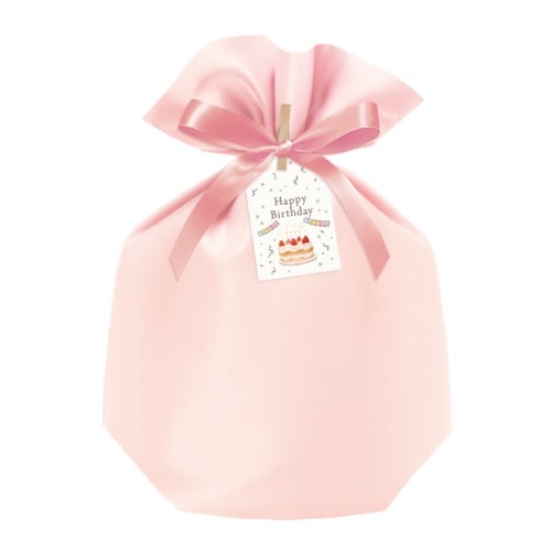 #包む 包装用品 シルキー巾着ギフトバッグ タグ2枚.リボン･クリップ各1個付セット ピンク TD050