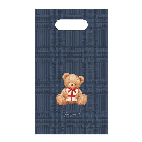 #包む 梱包用品 小判抜きビニールBAG･ベア 8枚入･A5 ネイビー TV0002