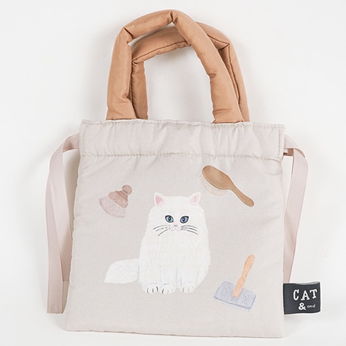 #グリーティングライフ(国内販売のみ） 身辺雑貨 キャットアンドクッション巾着  ベージュ SDZ-49
