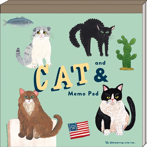#グリーティングライフ(国内販売のみ） メモ帳 キャットアンドスクエアメモ 120Sheet グリーン SDN-50
