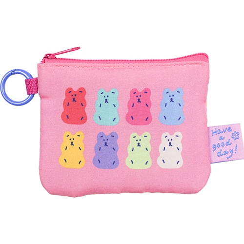 #グリーティングライフ 身辺雑貨 シッククッションミニポーチ カラビナ付 グミベア MMZ-495