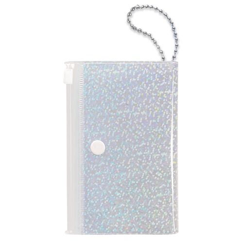 #グリーティングライフ 身辺雑貨 TIDYデコれるポーチ ジップポケット4枚付 ホログラムホワイト HTZ-109