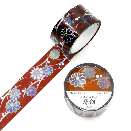 #カミイソ産商(国内販売のみ） マスキングテープ 螺鈿クリアテープ 3m巻 芝菊 GR-4101