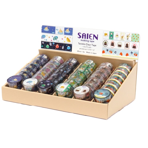 #カミイソ産商(国内販売のみ） クリアテープ SAIEN･クリアテープ什器セット 6種×各8巻入  TR-2063