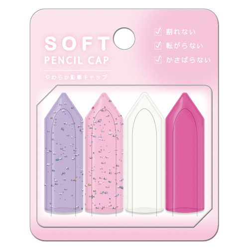 #クーリア 筆記何連小物 やわらか鉛筆キャップ  ピンク 02348