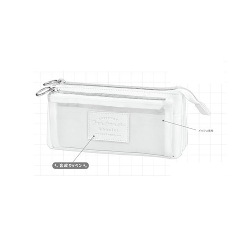 #クーリア ペンポーチ ピタッとメッシュオープンペンポーチ　  モノアンドベーシック／ホワイト 03109