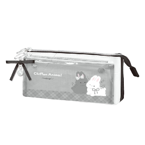 #クーリア  モノクロアニマルペンポーチ  シフォンアニマル･うさぎ 04557
