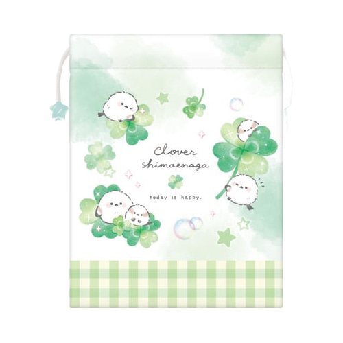 #クーリア  ビーズ付きマチつき巾着  クローバーエナガ 06234