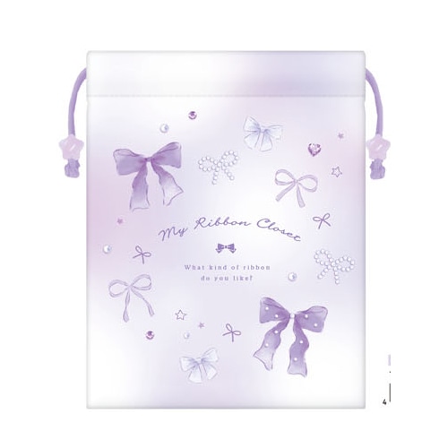 #クーリア  ビーズ付きマチつき巾着  マイリボンクローゼット 06238