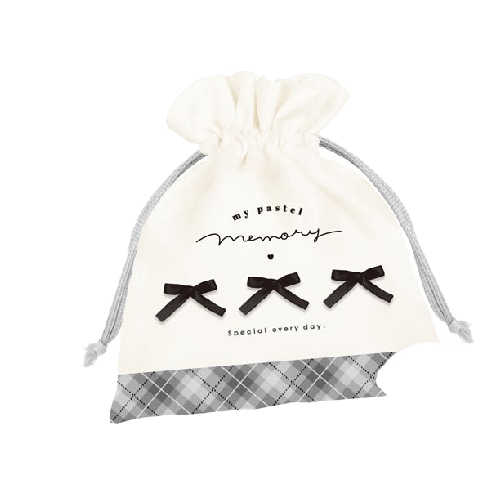 #クーリア  リボン・マチつき巾着  マイパステルメモリー･ブラック 06241