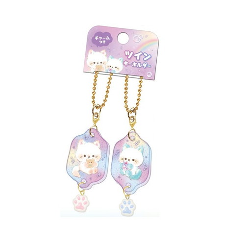 #クーリア  チャーム付きツインキーホルダー  ナイトミャウ 06295