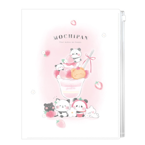 #カミオジャパン クリアファイル もちもちぱんだファスナー付き6Pファイル  イチゴパフェ 230294