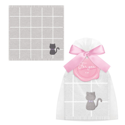 #カミオジャパン  プチギフトタオルIN巾着  ネコ 231046