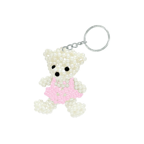 #クラックス 身辺雑貨 ビーズアニマルキーホルダー  クマ／ピンク 135561