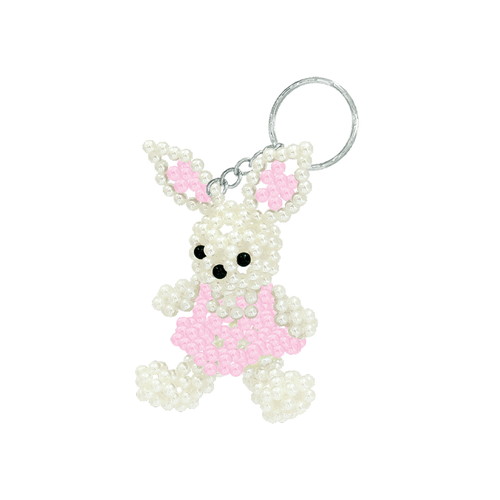 #クラックス 身辺雑貨 ビーズアニマルキーホルダー  ウサギ／ピンク 135563