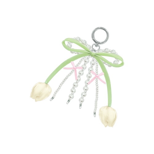 #クラックス 身辺雑貨 チューリップーリボンキーホルダー  ホワイト 135570