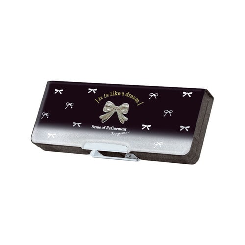 #クラックス 収納用品 コンパクトペンケース 両面開き ブラックリボン 137592