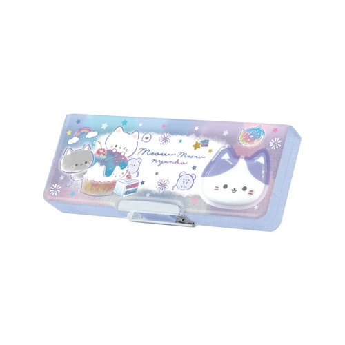 #クラックス 収納用品 コンパクトペンケース 両面開き ミャウミャウニャンコ 137594