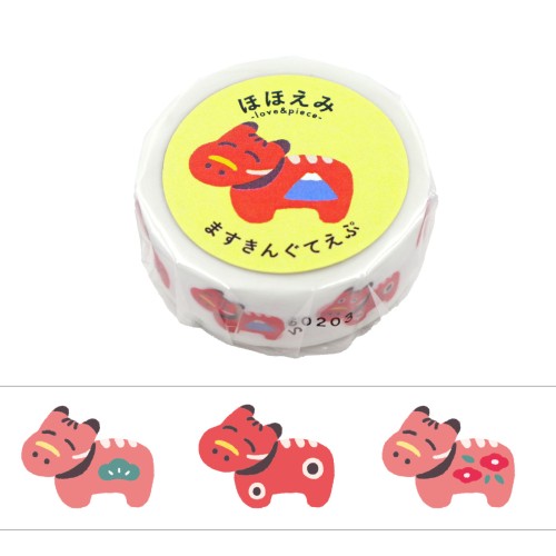 #ワールドクラフト マスキングテープ ほほえみマスキングテープ 5m巻 あかべこ HMT-010