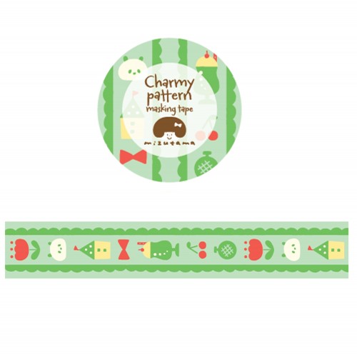 #版権(国内販売のみ） マスキングテープ mizutama Charmy patternマスキングテープ ★ メロンソーダパターン MZ-MT-004