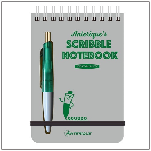 #アンテリック・ステーショナーズ ボールペン付スクリブルノート グリーン    ME7R-G
