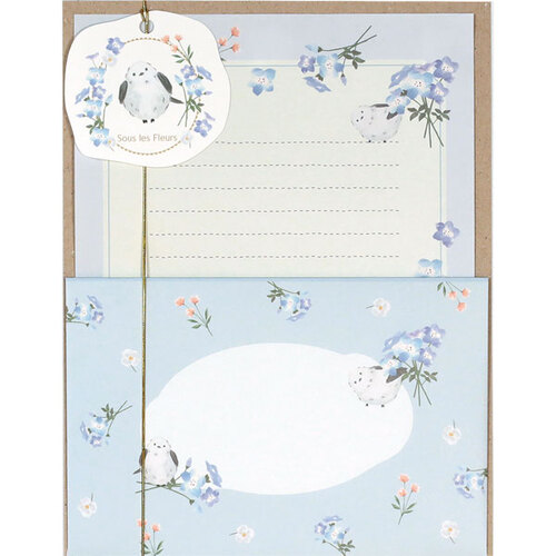 #ラボクリップ レター スーレフルール･レターセット 封筒３枚･便箋6枚 ブルー A26-SFLS-BL