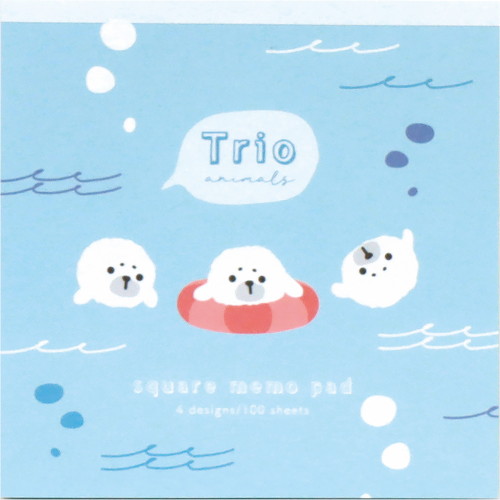 #ラボクリップ メモ帳 トリオ水族館･メモ 4柄×25枚 ゴマフアザラシ B26-TRME-GA