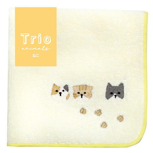 #ラボクリップ 身辺雑貨 トリオ･タオルハンカチ  ネコ TRTH01-NK