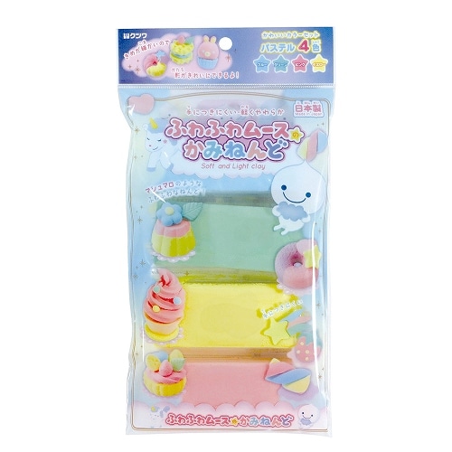 #クツワ クラフト用品 ムースのかみねんど  パステル4色 PT219