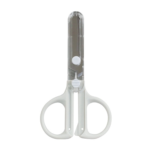 #クツワ 事務小物 キャップ一体コンパクトはさみ  ホワイト SS124WH