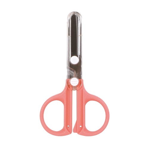 #クツワ 事務小物 キャップ一体コンパクトはさみ  コーラル SS124CR