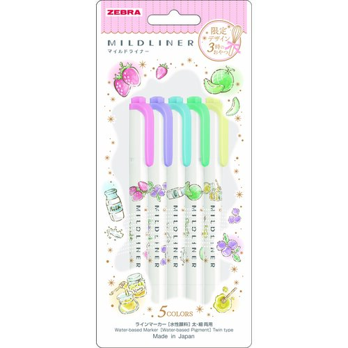 最終#ゼブラ(国内販売のみ） マーカー マイルドライナー･3時のおやつ 5色組 A WKT7-ST-5C-A