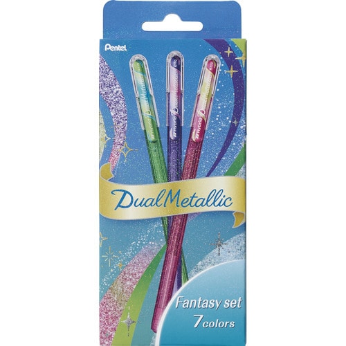 #ぺんてる ボ－ルペン DualMetallic ファンタジーセット 7色 1.0mm  K110-D7STB