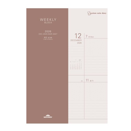 #レイメイ藤井 ダイアリー 26SNダイアリー ウィークリーブロック 12月はじまり  RFDR26102