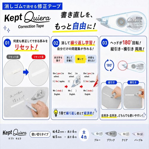 #レイメイ藤井 Kept･キエラ修正テープ 5mm･6ｍ パープル KP1527V