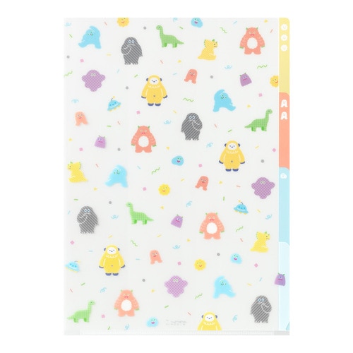 #デザインフィルミドリ(国内販売のみ） ファイリング用品 3ポケットクリアホルダー A4 モンスター柄 35669006