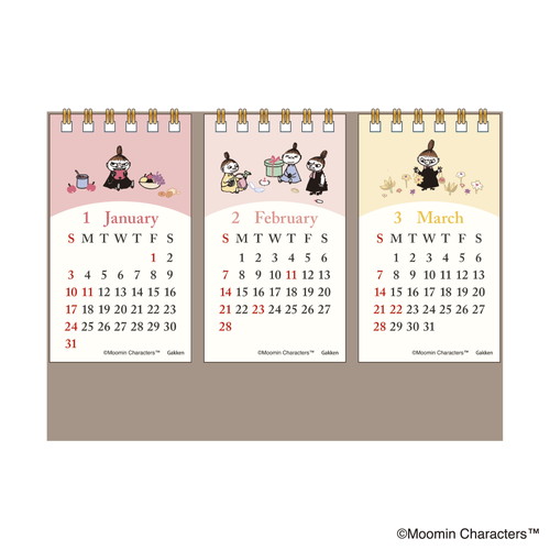 #版権(国内販売のみ） カレンダー ムーミンリトルミイ3か月カレンダー 卓上･日曜始  M10504