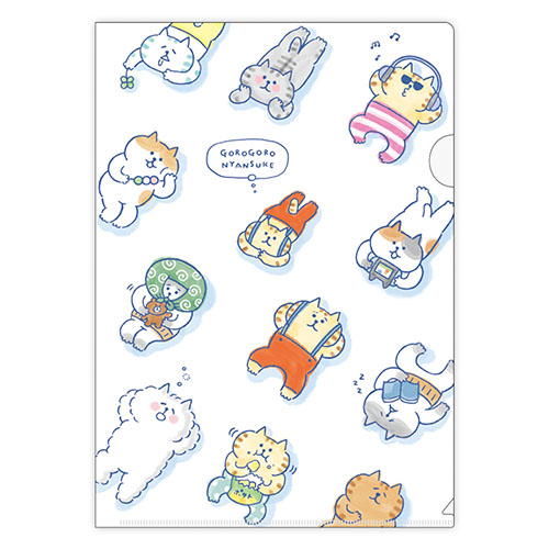 #マインドウエイブ ファイリング用品 ゴロゴロニャンスケクリアファイル A4 ダラリホワイト 58084