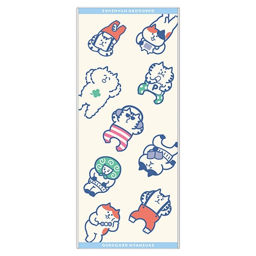 #マインドウエイブ 身辺雑貨 ゴロゴロニャンスケフェイスタオル  ダラリホワイト 95600