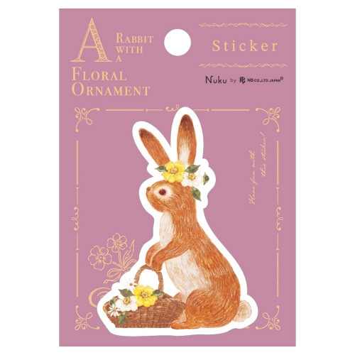#エヌビー社 シール ステッカー･RESSA  花飾るうさぎ 4864702