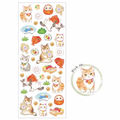 #クローズピン(国内販売のみ） シール たけいみきなごみシール  猫と縁起物 US15854