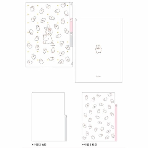 #クローズピン(国内販売のみ） ファイリング用品 Cahoシリーズ3ポケットクリアファイル A5 うさぎ CF16743