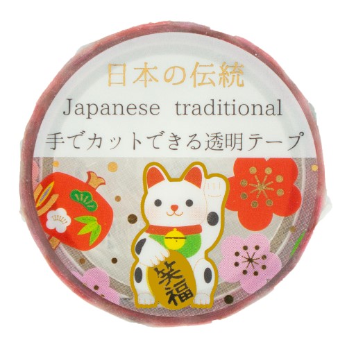 #クローズピン マスキングテープ 日本の伝統シリーズ 透明･3m 招き猫 MT16787