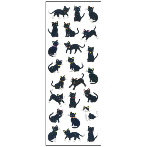 #奥山商会 シール ラメ入りシール  黒猫 CR345