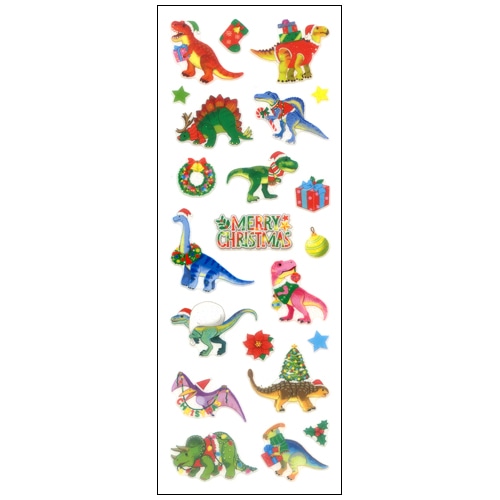 #奥山商会  ラメ入りシール  恐竜クリスマス HR469