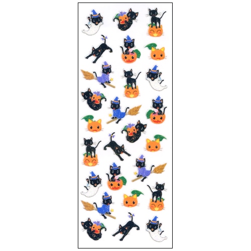 #奥山商会  ラメ入りシール  ハロウィーン黒猫 CR986