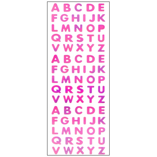 #奥山商会 シール オーロラシール  アルファベット5列ピンク AU452